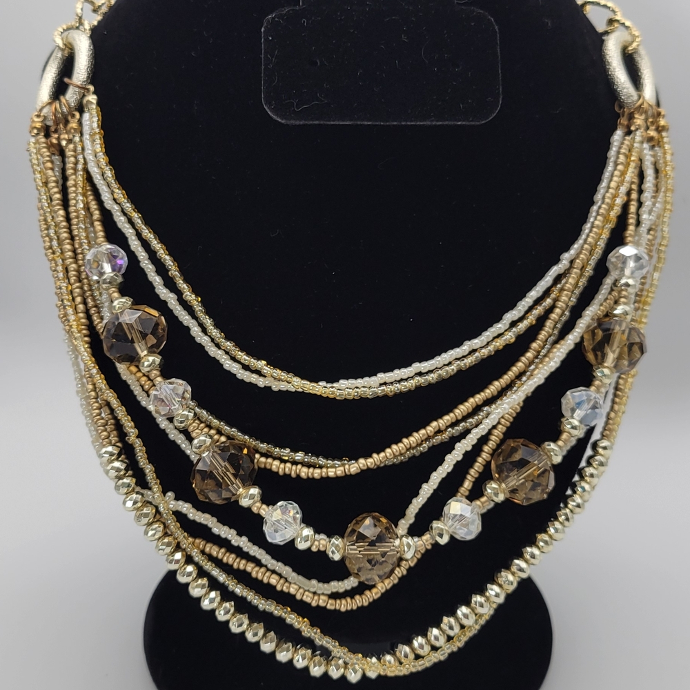 Elegant Gold and Silver Beaded Necklace